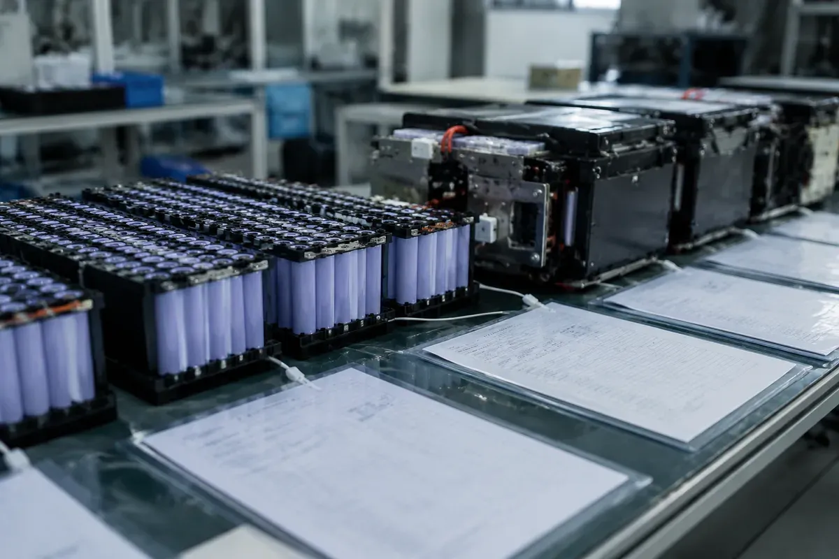 Lithium cells and finished packs alongside batch record documentation