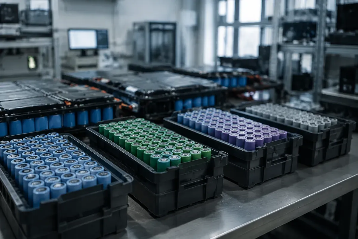 Lithium cells sorted into separate trays during capacity grading