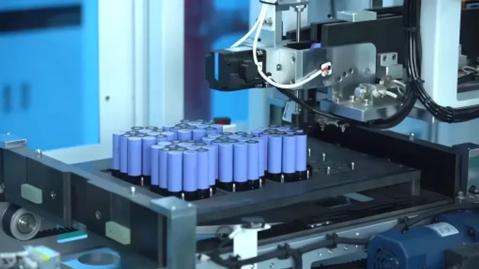 Automated lithium cell production fixture with grouped cylindrical cells