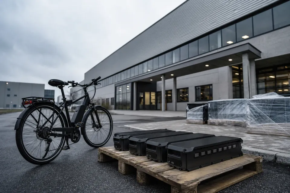 Exterior view of an industrial battery manufacturing campus