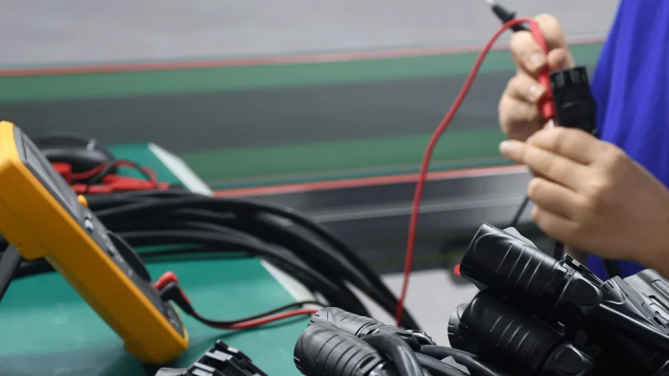 Electrical quality-control measurement on an e-bike battery connector