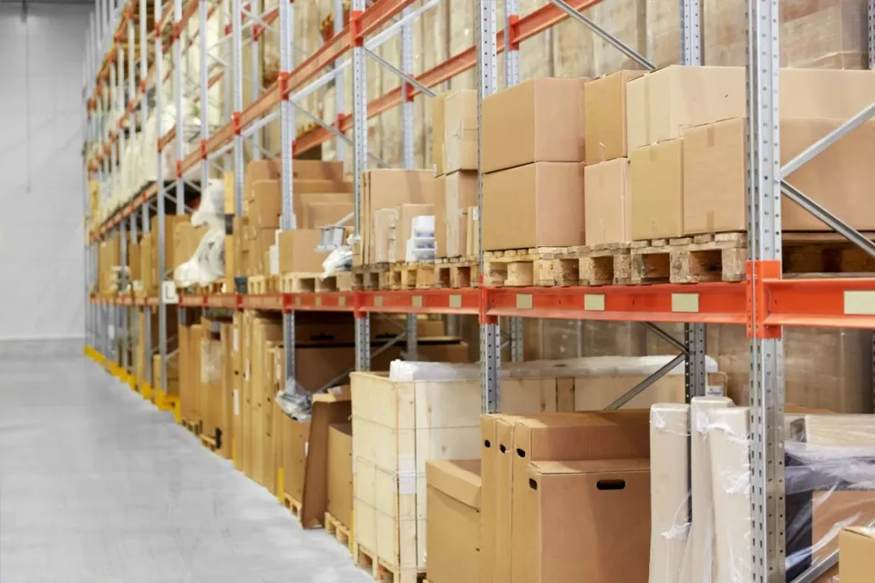 Warehouse racks prepared for battery order logistics